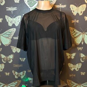 Athleta Black Silky Mesh T-shirt Style Top